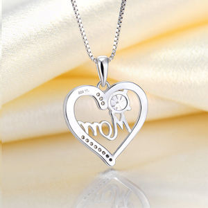 שרשרת כסף נשים <span class=keywords><strong>925</strong></span> שרשרת כסף בצורת זירקון שרשרת אותיות תליון יום מתנה - Product Image 6