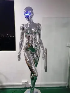 Statue de robot féminin en fibre de verre, collection <span class=keywords><strong>2022</strong></span>, idéale pour la décoration intérieure et comme cadeau créatif - Product Image 4