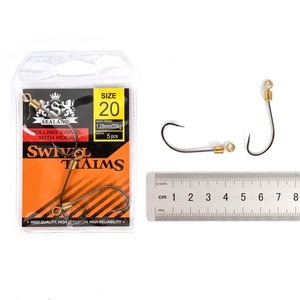 Bộ móc câu thép carbon cao 5 cái/túi, móc đơn tròn có ngạnh, xoay, câu cá chép, câu mồi giun - Product Image 3