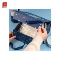 Caja de Regalo Plegable con Cierre Magnético y Diseño de Logotipo Personalizado, para Empaque de Cosméticos, con Lazo