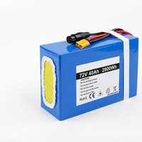 Batteries de vélo électrique personnalisables 48V 60V 72V 24Ah 25Ah 40Ah au lithium avec connecteur XT60, étanches, pour tube diagonal, pour E-moto et E-bike