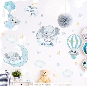 <span class=keywords><strong>Autocollant</strong></span> en PVC découpé à la forme, imperméable, motif éléphant de dessin animé avec <span class=keywords><strong>nuage</strong></span>, nouvelle conception Miaofu, pour la décoration murale de la <span class=keywords><strong>chambre</strong></span> d'un bébé garçon - Product Image 1