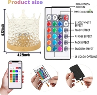 Lampe de table en cristal rechargeable RGB, 16 couleurs, lumière d'ambiance en forme de diadème, télécommande, veilleuse LED pour la décoration de la chambre de princesse