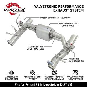 Système d'échappement Vortex Flagship en acier inoxydable avec soupapes et double sortie pour Ferrari F8 Tributo Spider 3.9T V8 Best Seller - Product Image 1