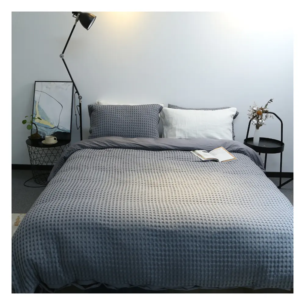 Nieuw Product Wafel Queen Size Laken Set Katoen Dekbed Sheet Dekbedovertrek Set