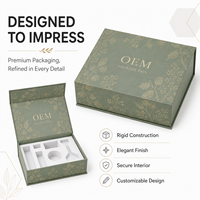 Caja de Regalo Magnética Rígida con Diseño Floral en Dorado, Inserto de Espuma, Empaque de Lujo para Cosméticos, Cartón Reciclado