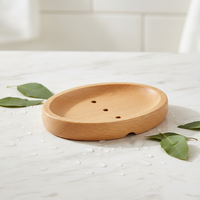 Support à Savon Ovale en Bois de Hêtre Moderne et Tendance, Écologique, Antidérapant, avec Drainage, pour Salle de Bain et Toilettes, Accessoire de Soin Corporel, pour Coiffeuse