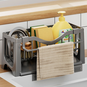 ชั้นวางของในครัวอเนกประสงค์ทรงสี่เหลี่ยมขนาด L สำหรับแขวนบนเคาน์เตอร์ ที่เก็บฟองน้ำในอ่างล้างจาน - Product Image 4