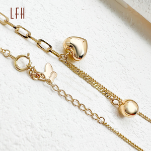 Collier pendentif cœur croix en or véritable 18 carats personnalisé délicat, chaîne de collier ras du cou, grand collier cœur, bijoux - Product Image 4