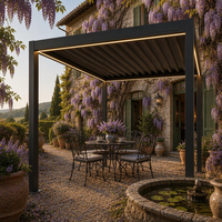 Pergola motorisée en aluminium avec toit à lames rétractables, pour terrasse de piscine d'hôtel, lames réglables, enclos latéral, LED, luxe, revêtement poudré