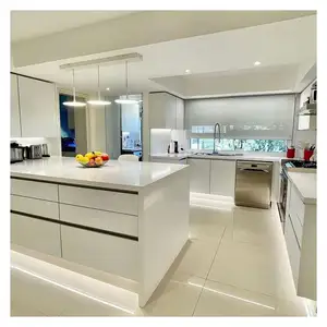 Lemari Dapur Pernis Kilau Tinggi Kustom Modern Australia Kabinet Dapur 2Pac Lemari Dapur Putih