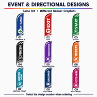 Kit de drapeau plume prêt à l'emploi, 31 designs, pour publicité extérieure, drapeau de plage avec options de mât et de base pour la promotion des magasins
