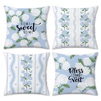 4 housses de coussin brodées à fleurs de printemps, motif papillon bleu, adaptées à la décoration de la maison et de la terrasse