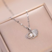 Collar con Colgante de Concha, Cadena con Eslabones de Pétalos de Concha y Circonitas Cúbicas, Joyería Fina para Mujer, Regalo de Moda