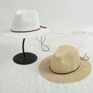 Sombrero de Playa de Paja de Papel Ligero y Transpirable para Verano, con Banda de Cinta, Estilo Panamá - Product Image 4