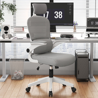 Chaise de bureau exécutive ergonomique moderne, réglable en hauteur, pivotante, en tissu, avec accoudoirs relevables, roulettes en PU, inclinable