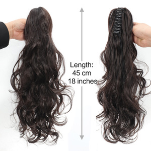 Perruque queue de cheval 18 pouces, cheveux longs ondulés bouclés, extension à clipser pour femmes, marque Miss Style Henan PY204 85 - Product Image 4