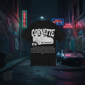 Maglietta grafica Corvette C6 nera oversize streetwear per uomo e donna - Product Image 3