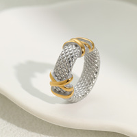 NIMAI Set Perhiasan Cincin Fashion Romantis Lapis Emas 18K untuk Wanita, Bahan Baja Tahan Karat 316L Anti Air & Anti Kusam