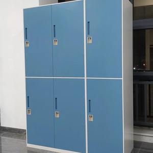 Armoire de rangement pour vêtements en acier bleu à 4 portes, casier métallique - Product Image 2