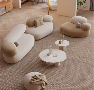 Ánh sáng sang trọng Kem gió phòng khách sofa đơn giản hình Pebble tiếp nhận ghế đi văng với miếng bọt biển làm đầy vật liệu - Product Image 2
