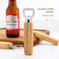 Ouvre-bouteille personnalisé en acier inoxydable avec manche en bois, ouvre-bouteille à bière en bois, ouvre-bouteille à cidre et à vin pour la maison, le bar, le restaurant