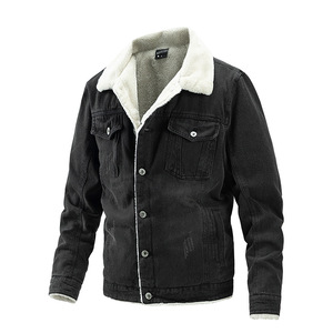 Chaqueta vaquera de invierno para hombre, a prueba de viento, lana gruesa, cálida, a la moda, informal, con cuello de piel, chaqueta personalizada - Product Image 2