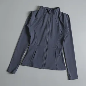 New Yoga Wear Ladies <b>Coat</b> Round High Elastic Loose Exercise Yoga Fitness <b>Long</b> Sleeve Stand-up Collar Yoga Tops - Product Image 6
