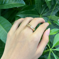 Bague de fiançailles MaiYi Vintage Filigree Flowing Scrolls, sertie en or jaune 14 carats, ovale, semi-montée