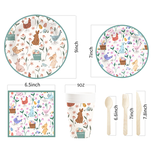 ชุดตกแต่งธีมปาร์ตี้อีสเตอร์ DAMAI ขายส่งจำนวนมาก ประกอบด้วยดอกไม้ กระต่าย ตะกร้าไข่ จานกระดาษ ผ้าปูโต๊ะ ชุดภาชนะใช้แล้วทิ้งสำหรับงานปาร์ตี้ - Product Image 5