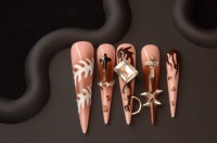 ENNA Ongles Press-On Gothiques Pré-découpés Imperméables 10 pièces en ABS, Longs, Carrés, Motifs Papillon et Stiletto, pour Doigts