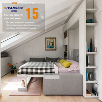Sofá Cama Vertical Moderno con Librero Integrado, Tamaño Queen, Diseño de Madera que Ahorra Espacio, Muebles para el Hogar para Dormitorios Pequeños
