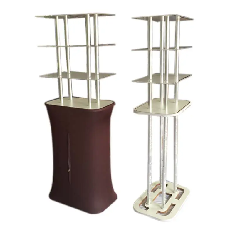 Soporte plegable portátil para mostrador de exhibición, soporte ovalado para exposición de feria, estuche rígido de aluminio, gran oferta