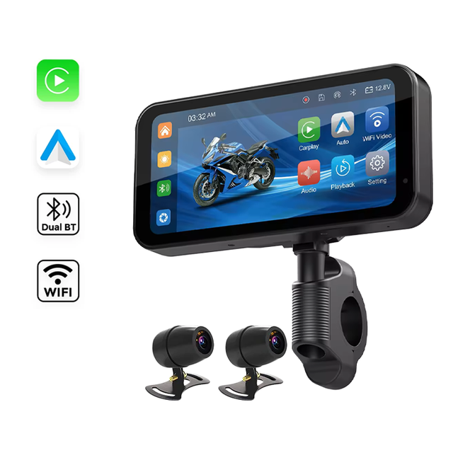 Hesida 6.25 Inch Wireless Carplay Android AUTO Display Screen Motorcycles Navigator Auto Bt Waterproof Camera