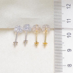 Clous d'oreilles en argent S925, accessoires en perles DIY, bouchons d'oreilles en forme de cœur enveloppés de silicone or rose, élégants et stylés - Product Image 4