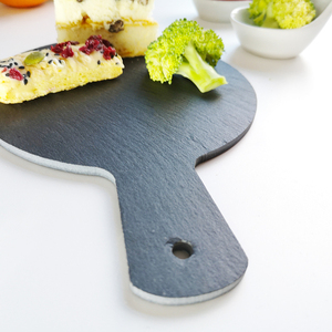 Usine En Gros Écologique Deli Fournitures Viande <span class=keywords><strong>Fromage</strong></span> Plateaux Noir Circulaire <span class=keywords><strong>Ardoise</strong></span> Poignées Durable Non Toxique Cuisine Partie - Product Image 5