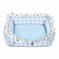 Coussin réversible à volants pour animaux de compagnie, lavable, pour chiens et chats, en peluche rafraîchissante, antidérapant, toutes saisons, pour petits chiens