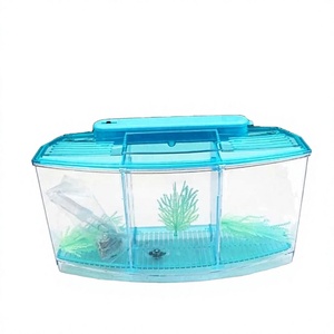 <b>LED</b> <b>Light</b> Eco-Friendly Plastic Triple Split Betta Fish Bowl Isolation Breed <b>Box</b> for Aquarium - Product Image 2