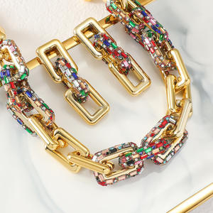 Conjunto <span class=keywords><strong>de</strong></span> bisutería para <span class=keywords><strong>mujer</strong></span>, declaración gruesa <span class=keywords><strong>de</strong></span> Hip Hop, aleación chapada en oro <span class=keywords><strong>de</strong></span> 18 quilates, pendientes <span class=keywords><strong>de</strong></span> eslabones cubanos, Gargantilla, conjuntos <span class=keywords><strong>de</strong></span> collar - Product Image 3