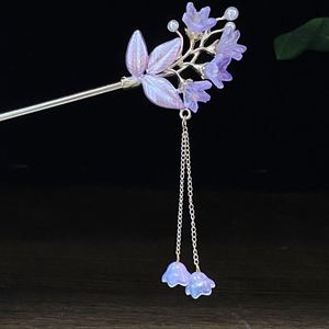 Horquillas para el cabello para mujer, estilo antiguo, palillo para el cabello vintage con flor de lirio, horquilla de aleación con borlas de nuevo estilo chino que se balancean al caminar - Product Image 2