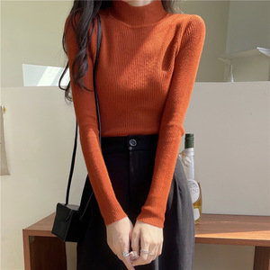 เสื้อสเวตเตอร์คอเต่าแขนยาวลำลองแบบสวมหัวเสื้อถักแบบบางเสื้อ R1728สไตล์เกาหลี - Product Image 5