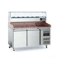 Réfrigérateur commercial pour bar à salades 1200 mm, table de préparation en acier inoxydable 0-10 ℃   Refroidissement par air avec 2 portes pour cuisine de restaurant