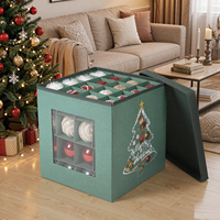 Boîte de rangement authentique pour 64 décorations de Noël, sac organisateur de boules de Noël avec séparateurs pour décorations d'arbre de Noël