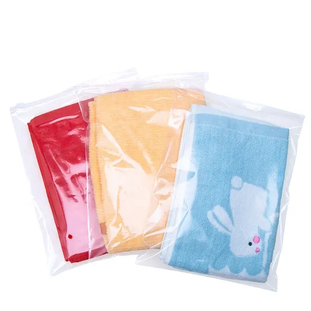 透明プラスチックセルフシールバッグ再封可能な包装袋Tシャツ衣類タオル収納両面ベント付き