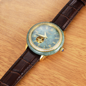 Luxury Stainless Steel Automatic <b>Mechanical</b> <b>Watch</b> Genuine Jade Couple Jam Tangan - Product Image 4