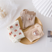 Chaussettes mi-mollet pour femme, motif ours mignon, respirantes, taille unique, style étudiant japonais et coréen, collection automne