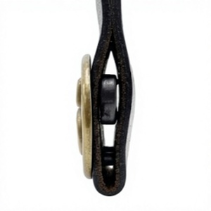 Vintage Style CS Embossed Oval Belt <b>Buckle</b> with Genuine Black Leather <b>Strap</b> - Durable Metal Accessory for Casual Apparel - Product Image 3