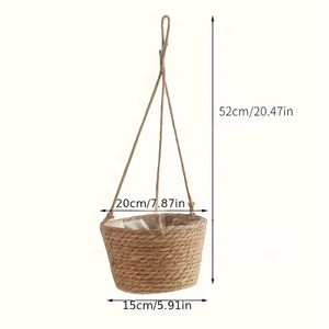 Panier <span class=keywords><strong>de</strong></span> rangement intérieur/extérieur en macramé pour plantes, jardinière suspendue avec corde <span class=keywords><strong>de</strong></span> jute, support <span class=keywords><strong>de</strong></span> <span class=keywords><strong>pot</strong></span> <span class=keywords><strong>de</strong></span> fleurs tissé, cintres décoratifs pour la maison - Product Image 3