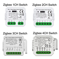 Interrupteur mural intelligent Tuya ZigBee 3.0 Mini contrôleur 4 gang APP Télécommande sans fil Mini module Compatible avec Alexa EU UK