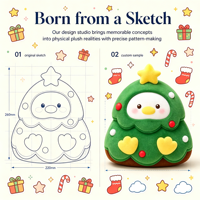 Peluche personnalisée de haute qualité, adorable canard de Noël, animal en peluche doux portant un costume d'arbre de Noël pour les boutiques de cadeaux